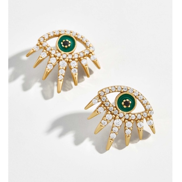 New! 👁 “Mati” Lucky Eye Crystal Stud Earrings - Picture 3 of 4